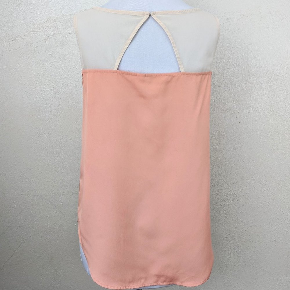 Peach & Cream Bow Top Chiffon Shell Tank Blouse - image 4